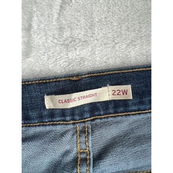 Levis Womens Jeans Classic Straight Sculpt Mid Rise Med Blue Plus Size 22W - Picture 9 of 16